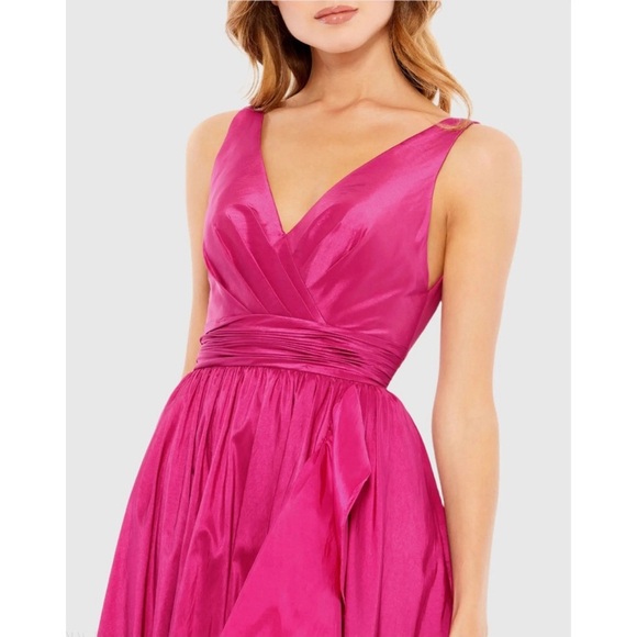 Mac Duggal 67835 Pink Taffeta High Low Ruffle Gown Size 8 NWT - Picture 2 of 10